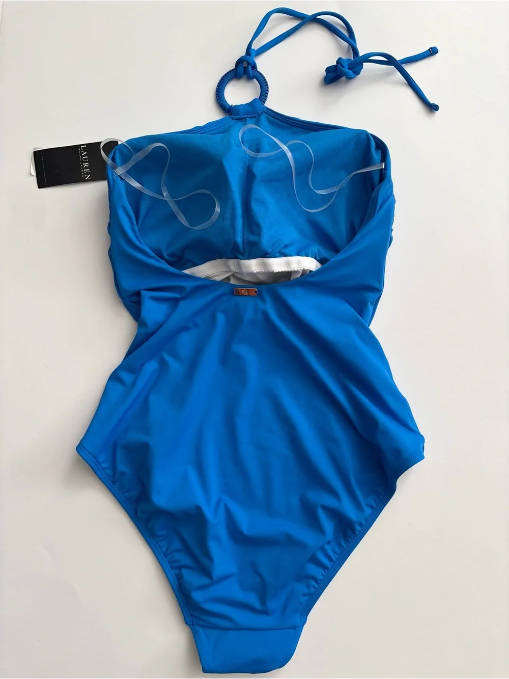 Lauren Ralph Lauren Macrame-Ring One Piece Swimsuit Electric Blue NWT 10